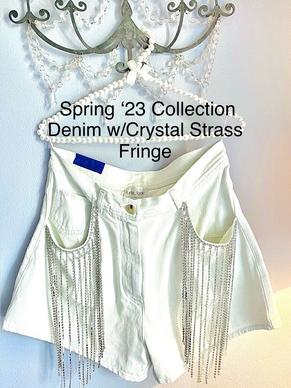 Forte Forte Denim Shorts Crystal Strass Fringe/High waisted/New/ItalianDesigner